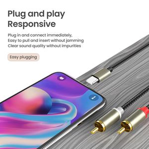 Type C <strong>to</strong> <strong>RCA</strong> Audio Cable 2 <strong>RCA</strong> Aux Cord Converter <strong>USB</strong> C Audio Line for Laptop Mobile Phone Speaker Amplifier 1m - Product Image 3