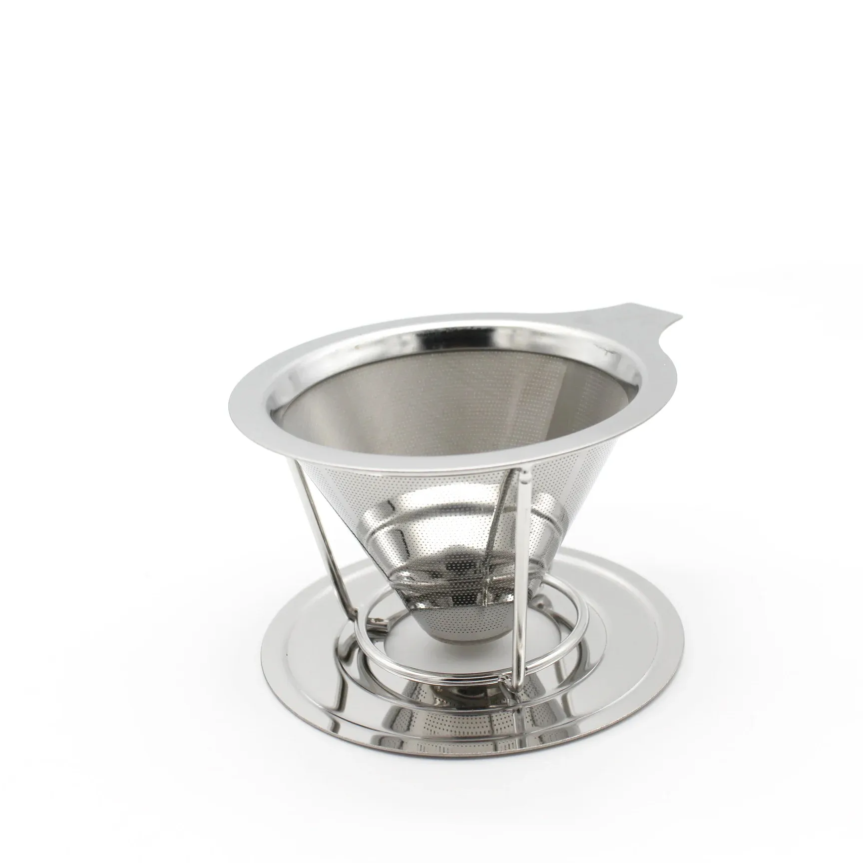 Инструмент для кофе и чая, простой в использовании кофейный капельница из нержавеющей стали, конусный кофейный фильтр с подставкой
