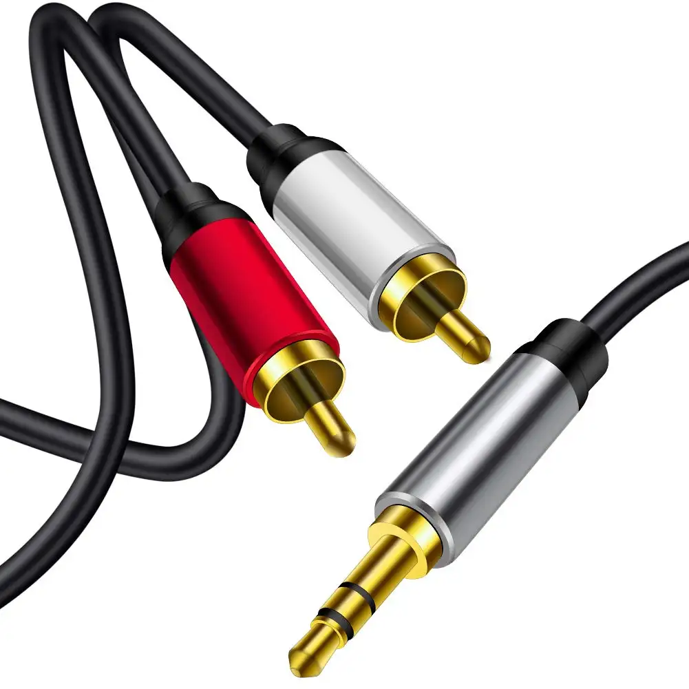 Male To Male 3.5MM Aux Stereo Audio Jack To 2 RCA 2RCA Audio Connector Splitter Cable 1.5M 1.8M 3M 5M 10M 15M 20M