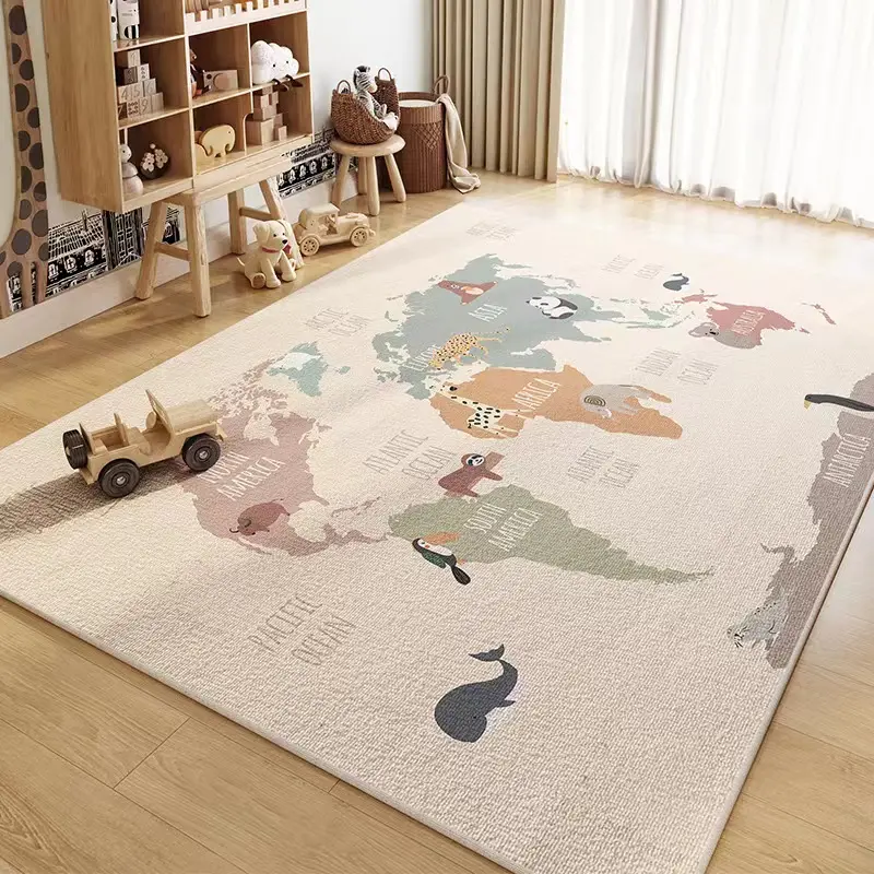 baby products hot selling 2024 world map kids carpet printed carpets for living room carpets and rugs for kids room