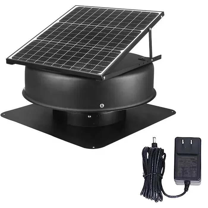 도매 35W 태양열 지붕 다락방 통풍구 팬 주거용 AC DC 전기가없는 공장 가정용 태양 전지 패널 팬