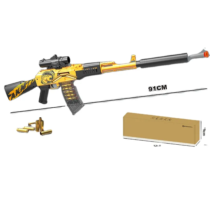 91CM altın ak47 yumuşak dart oyuncak tabanca yumuşak kurşun ak blaster oyuncak