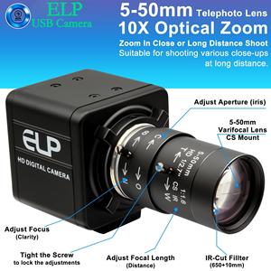 ELP 1.3mp网络摄像头1/3 CMOS Aptina AR0130低光高清10xzoom USB摄像头，带5-50毫米变焦镜头，用于机器视觉 - Product Image 2