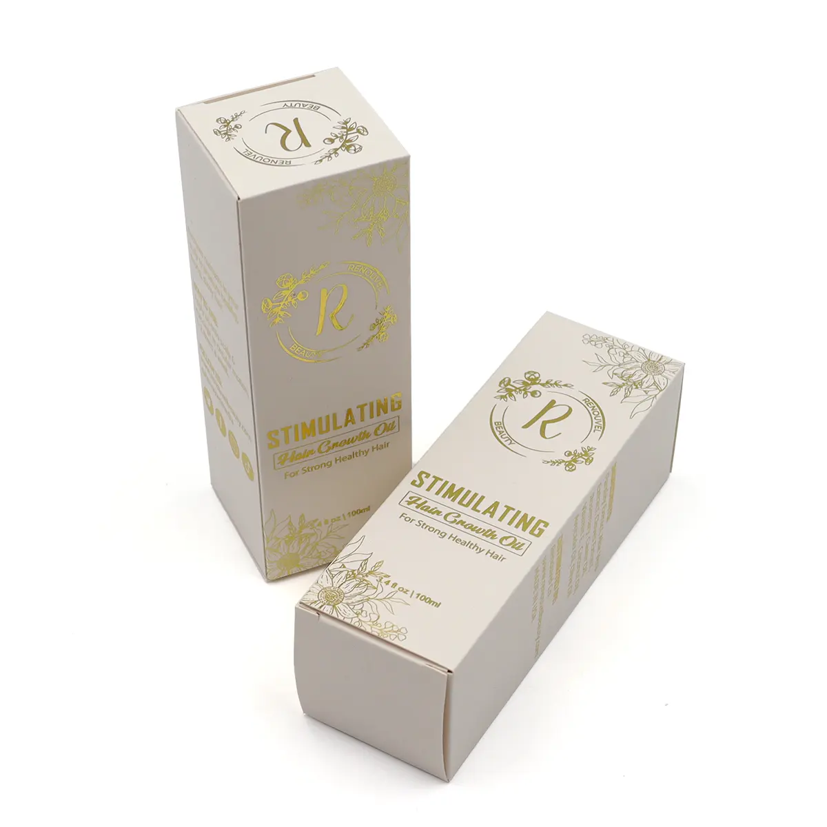 Premium Custom 325g Cajas de aceite para el cabello de papel recubierto Embalaje con logotipo de lámina dorada