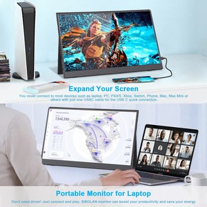 17.3 "ポータブル4K IPSコンピュータースクリーンモニター内蔵スピーカー3840*2160 100% RGB旅行オフィス用PCラップトップ付き - Product Image 6