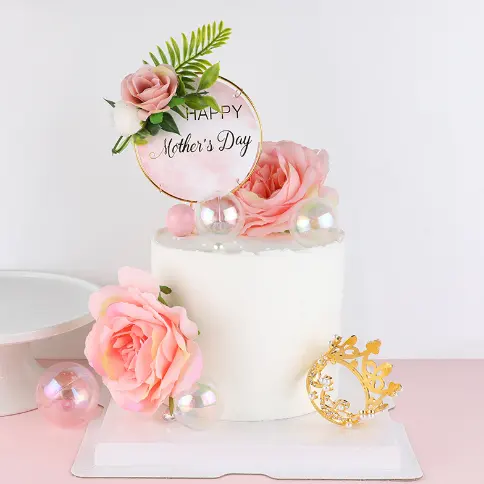 Decorazioni per torte all'ingrosso Happy Birthday Cake Card Cake Toppers con fiore