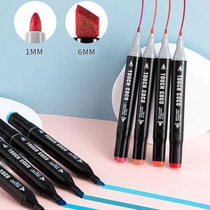 Il più economico personalizzato nuovo arrivo colorato scrive senza intoppi punte doppie scalpello/proiettile pennarello indelebile per il disegno