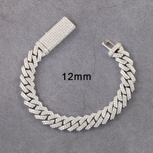 12 mm Wide 2 Rows Lab Grow Diamond <strong>18</strong> <strong>k</strong> Gold Cuban Link <strong>Chain</strong> Hiphop Fine Jewelry Bracelet Necklaces - Product Image 3