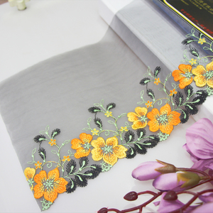 OEM 3D Bunga Bordir Kain Renda Biru Merah Muda Bunga Bordir Perbatasan Renda Potong Kain Jala Renda untuk Wanita - Product Image 2