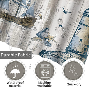 72 * 72in trang trí phòng tắm Rèm polyester không thấm nước hải lý thuyền buồm ngọn hải đăng vải rèm tắm với 12 móc, - Product Image 4