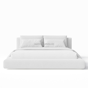 Moderne Bedden Slaapkamer Meubilair Platform <span class=keywords><strong>Bed</strong></span> <span class=keywords><strong>Frame</strong></span> Kingsize Wit Gestoffeerd <span class=keywords><strong>Bed</strong></span> - Product Image 1