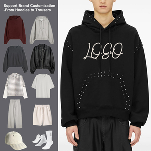 Özel Streetwear kırpılmış işlemeli tasarım mektup aplike pamuk yıkama Zip up fransız Terry Rhinestone Hoodie erkekler için - Product Image 1