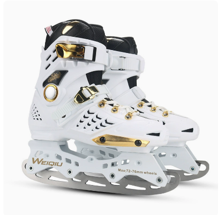 Patins en or blanc avec lames de glace