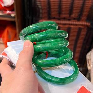 Yüksek kaliteli kadın koyu yeşil Jadeite bilezik tipi B doğal yeşim moda bileklik kadınlar için 54 ~ 60mm hediye - Product Image 3