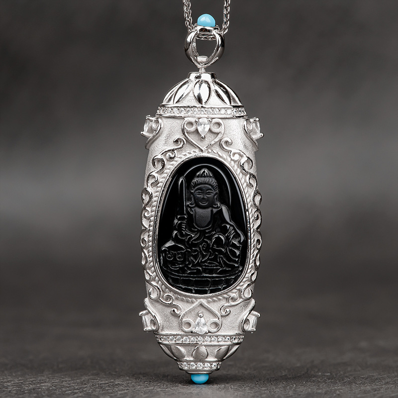 Manjusri S925 Silver Inlay (with Silver Chain)