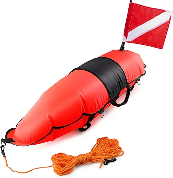 Nylon TPU Inflável Caça submarina Torpedo Float Booy Fácil De Transportar Com Bandeira De Mergulho E Corda