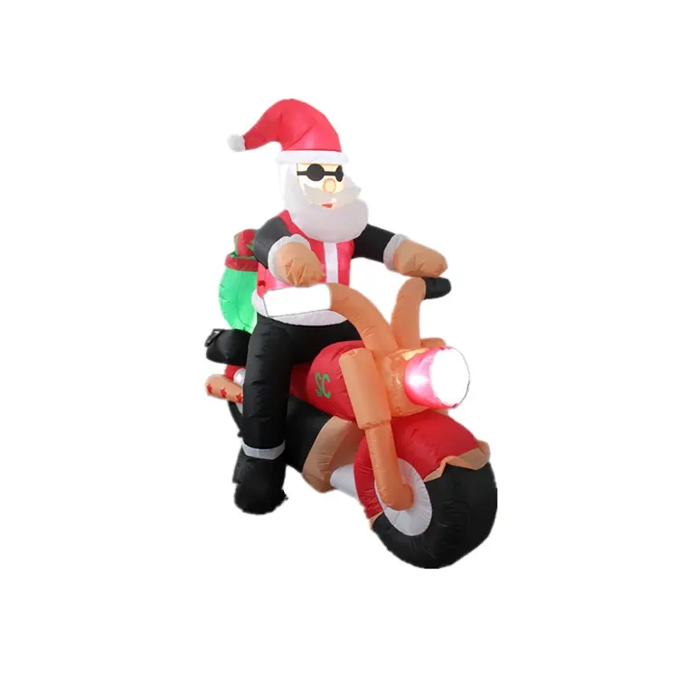 Papá Noel inflable de Navidad en motocicleta para decoración de patio