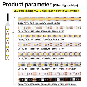 Striscia di luce flessibile bianca calda ad alta luminosità 60Led con telecomando della batteria AA USB - Product Image 4