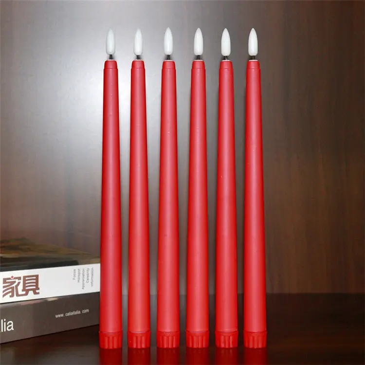 Battery Operated Led Flameless Taper Candles Flickering Candlesticks Plastic Electric Long Candles For Wedding Party Home Deco