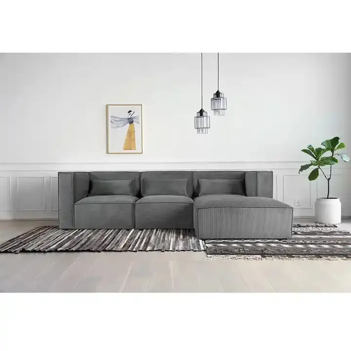 Combinazione di mobili da soggiorno multifunzionali in stile moderno divano in pelle a forma di L con funzione di massaggio gambe del divano in legno