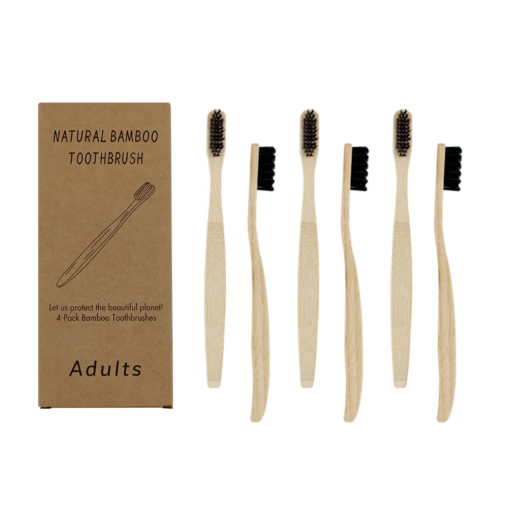Ucuz düşük fiyat bambu diş fırçası çevre dostu biyobozunur bambu kolu diş fırçası aile kullanımı
