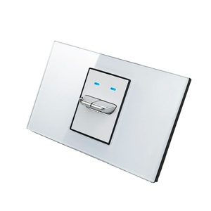118*75mm 1 2 3 4 Gang 1 <strong>Way</strong> 2 <strong>Way</strong> Toggle Light on Off Switch With LED Indicator, Glass US BR Chile EU Socket - Product Image 2