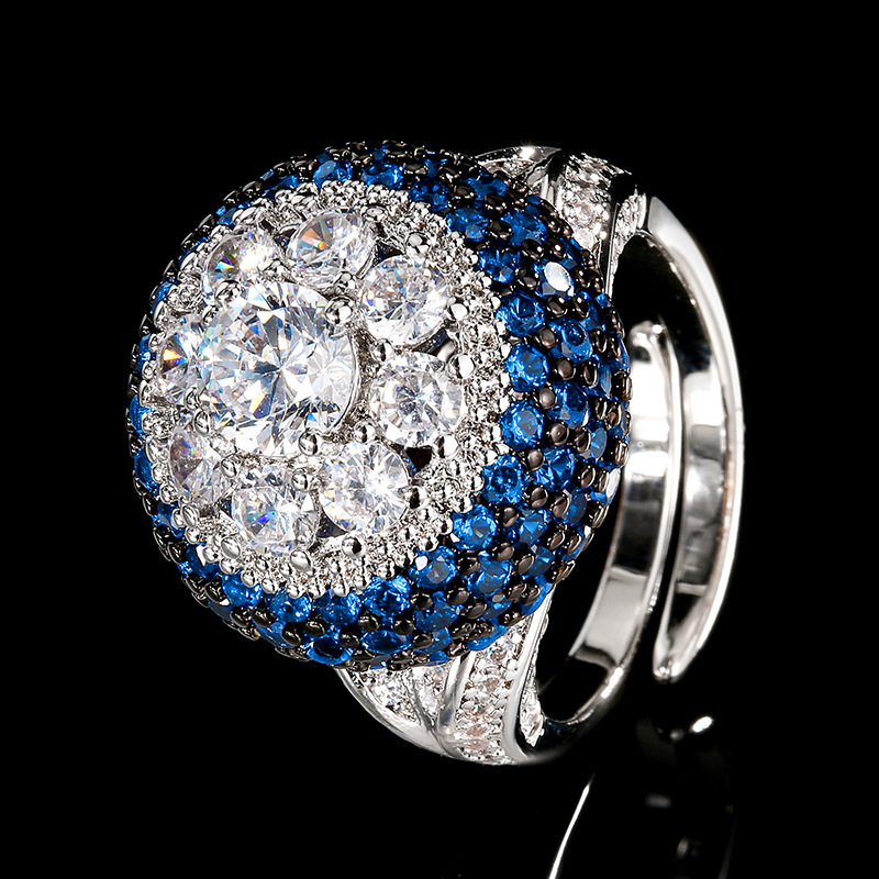 Anillo de topacio azul de tamaño ajustable