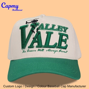 Customized 3d Embroidery Logo Baseball Cap Hat for Men <strong>Two</strong> <strong>Tone</strong> Colour Green Khaki Beige Polyester <strong>5</strong> <strong>Panel</strong> a Frame Baseball Caps - Product Image 2