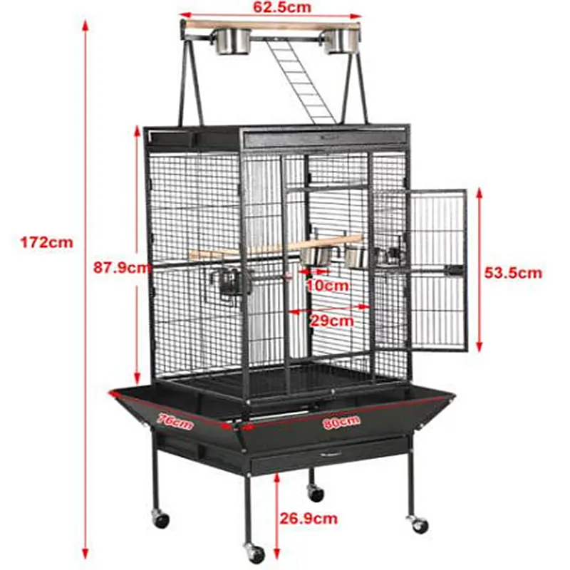 Large Bird Cage Parrot Finch Macaw Cockatoo Play Top Perch grate Pet Supplies