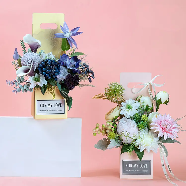 Caja de embalaje de regalo personalizada de nuevo diseño, caja cuadrada de papel de cartón de lujo con flores