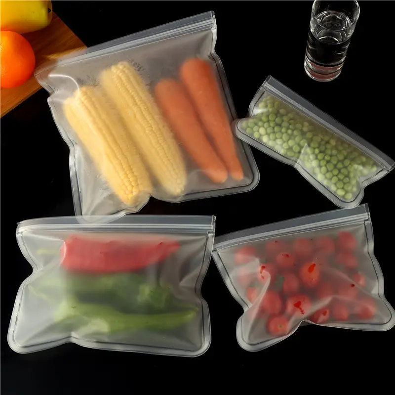प्लास्टिक जिपर बैग सब्जी भंडारण प्लास्टिक बैग पुन: प्रयोज्य PVA ज़िप रेफ्रिजरेटर दुकान बैग