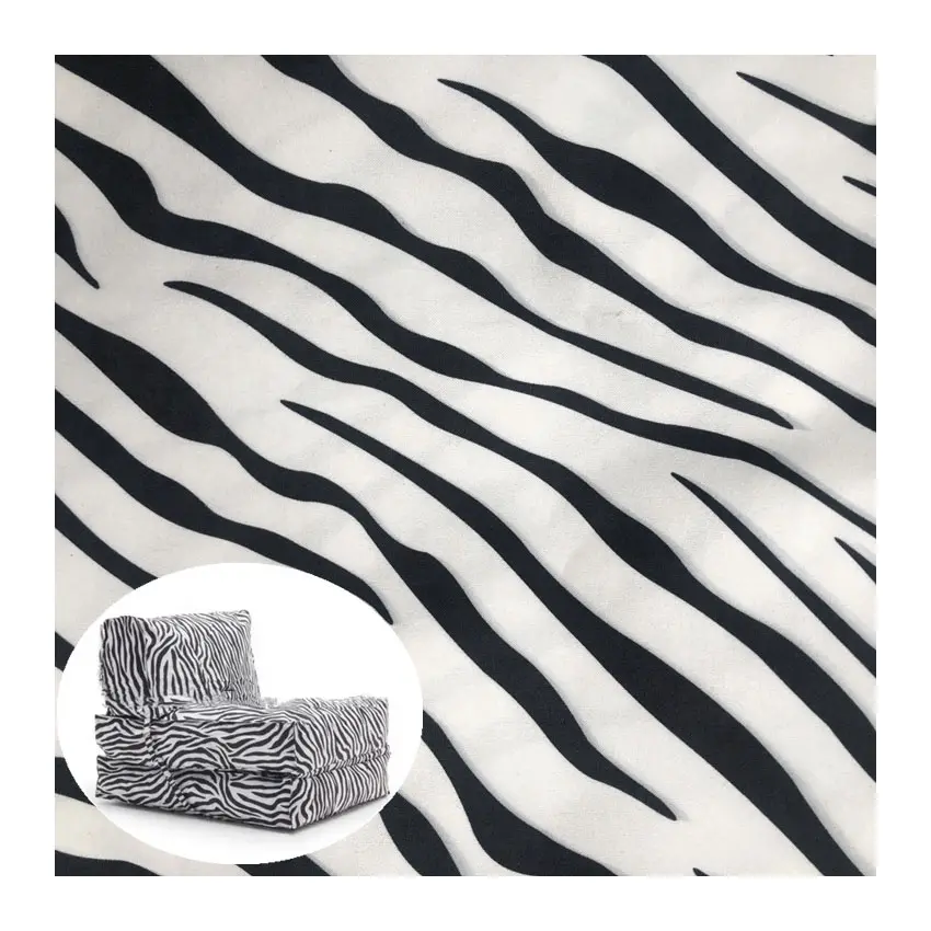 China Lieferant Arten von Sofa Material Polyester Zebra Wildleder bedruckten Stoff