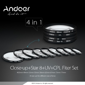 Andoer 58mm UV+CPL+Close-Up+4 +Star 8-Point <strong>Filter</strong> <strong>Circular</strong> <strong>Filter</strong> Kit <strong>Circular</strong> <strong>Polarizer</strong> <strong>Filter</strong> Kit