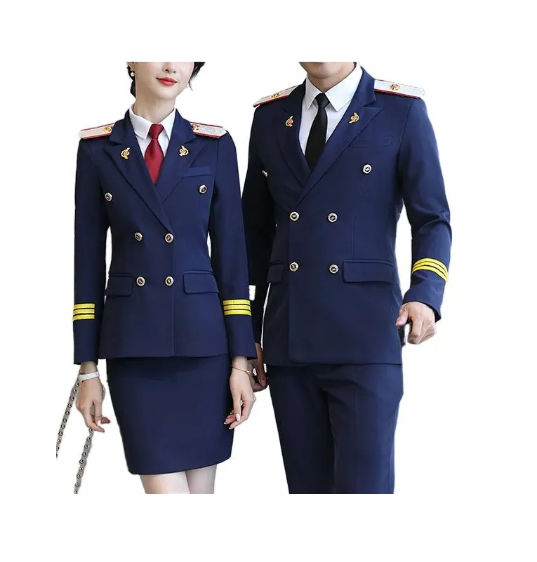 Costume professionnel vêtements de travail personnalisé compagnie aérienne chemin de fer train à grande vitesse équipage uniforme pilote aviation agent de bord uniforme