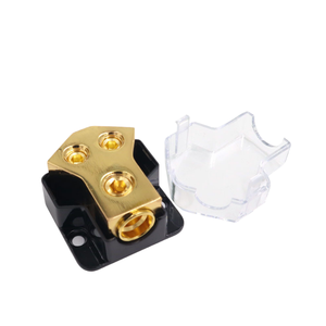 Calibre 0/2/4 AWG Entrada de coche Calibre 4/8/10 Salida Amp Tierra Terminal de 2 vías Divisor de bloque de distribución de energía para Audio de barco automático