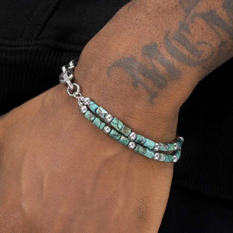 Trend di personalità turchese titanio acciaio catena Splice bracciali per gli uomini di strada gioielli braccialetto accessori
