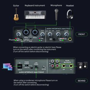 Interfaz de Audio XLR de 2 canales, venta al por mayor de China, interfaz de Audio Usb, Conector de 6,35mm, auriculares, Monitor, grabación Usb