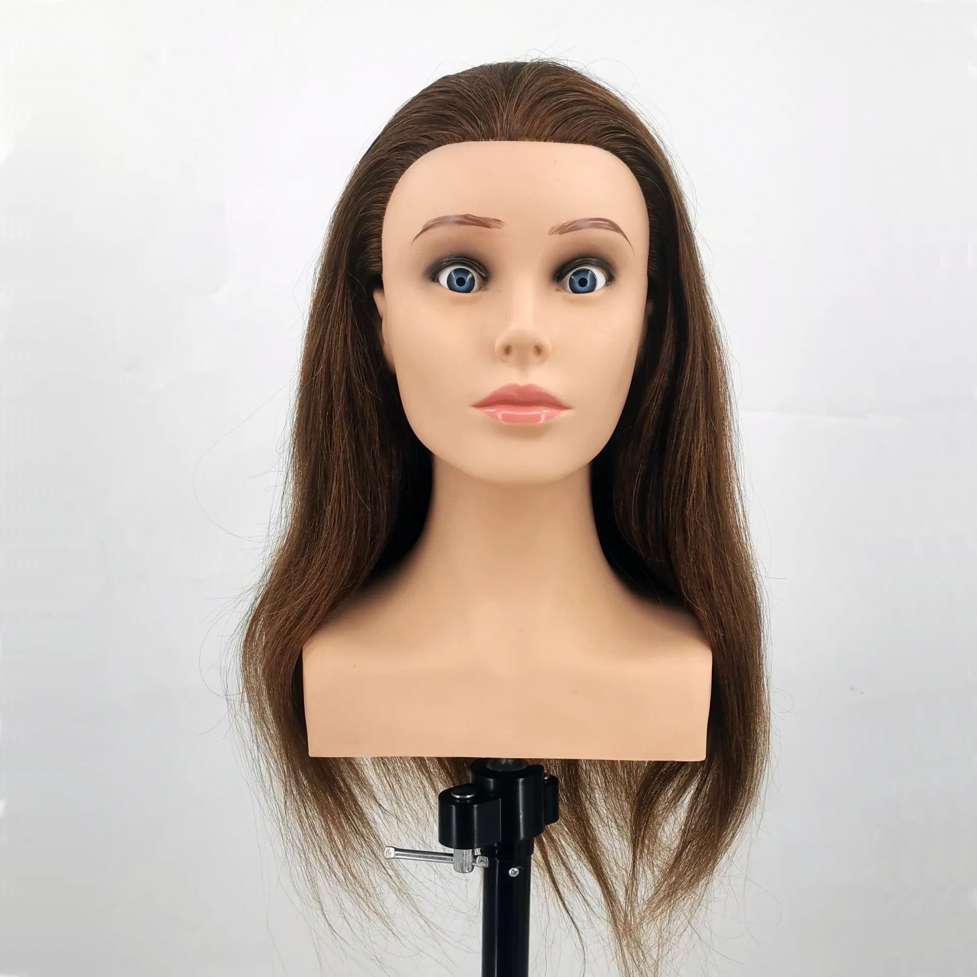 4# 100% Human Hair Training Head with Shoulder Hair Styling Dying perming Coloring realistic Mannequin Head Dolls