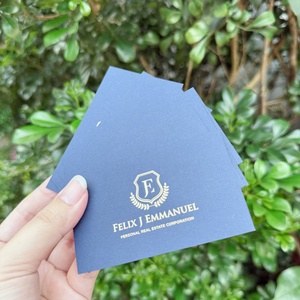 定制金箔豪华蓝色纸板压花访问名片现货UV印刷名片带标志 - Product Image 6