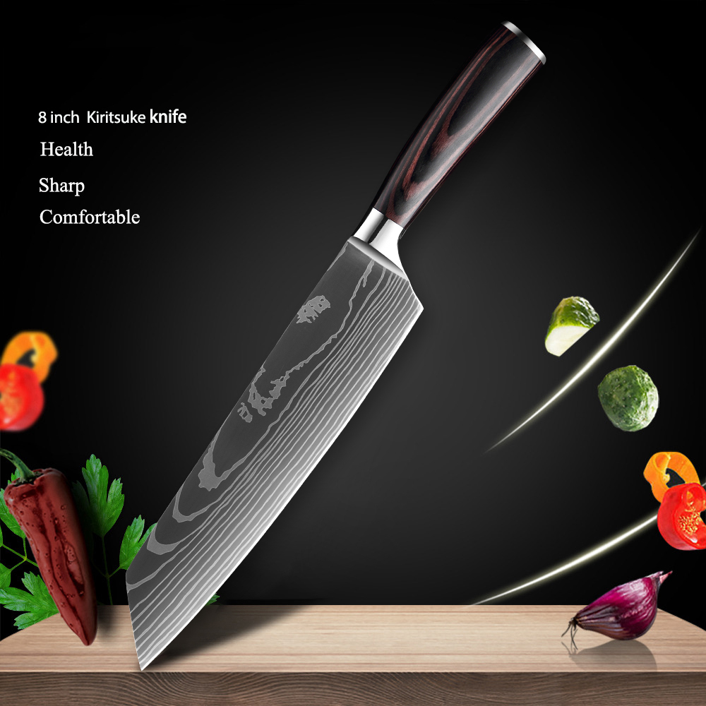 Kiritsuke 8 pouces avec manche en bois coloré