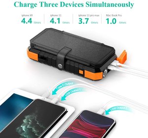 20,000mAh Waterproof Portable <strong>Power</strong> <strong>Bank</strong> QI Wireless Charger Solar Panel Micro USB <strong>Input</strong> Double USB <strong>Output</strong> LI-Polymer Battery - Product Image 3