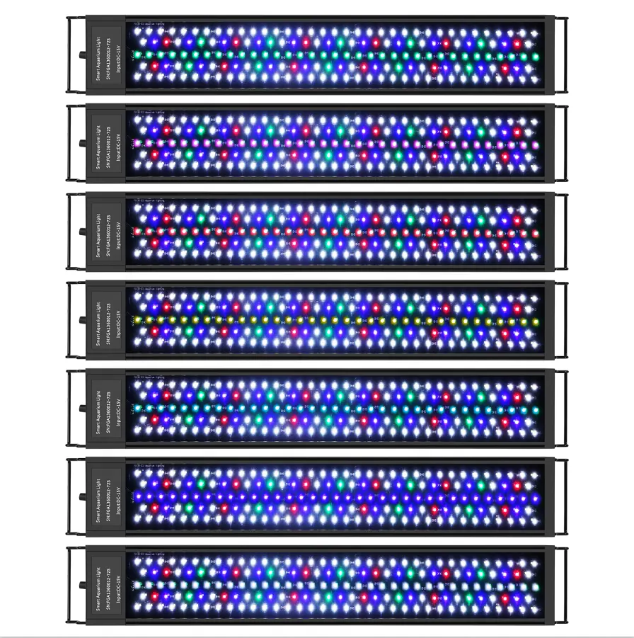 Iluminación rgb de espectro completo para tanque de peces, soporte para plantas de agua dulce, controlador de luces led para acuario