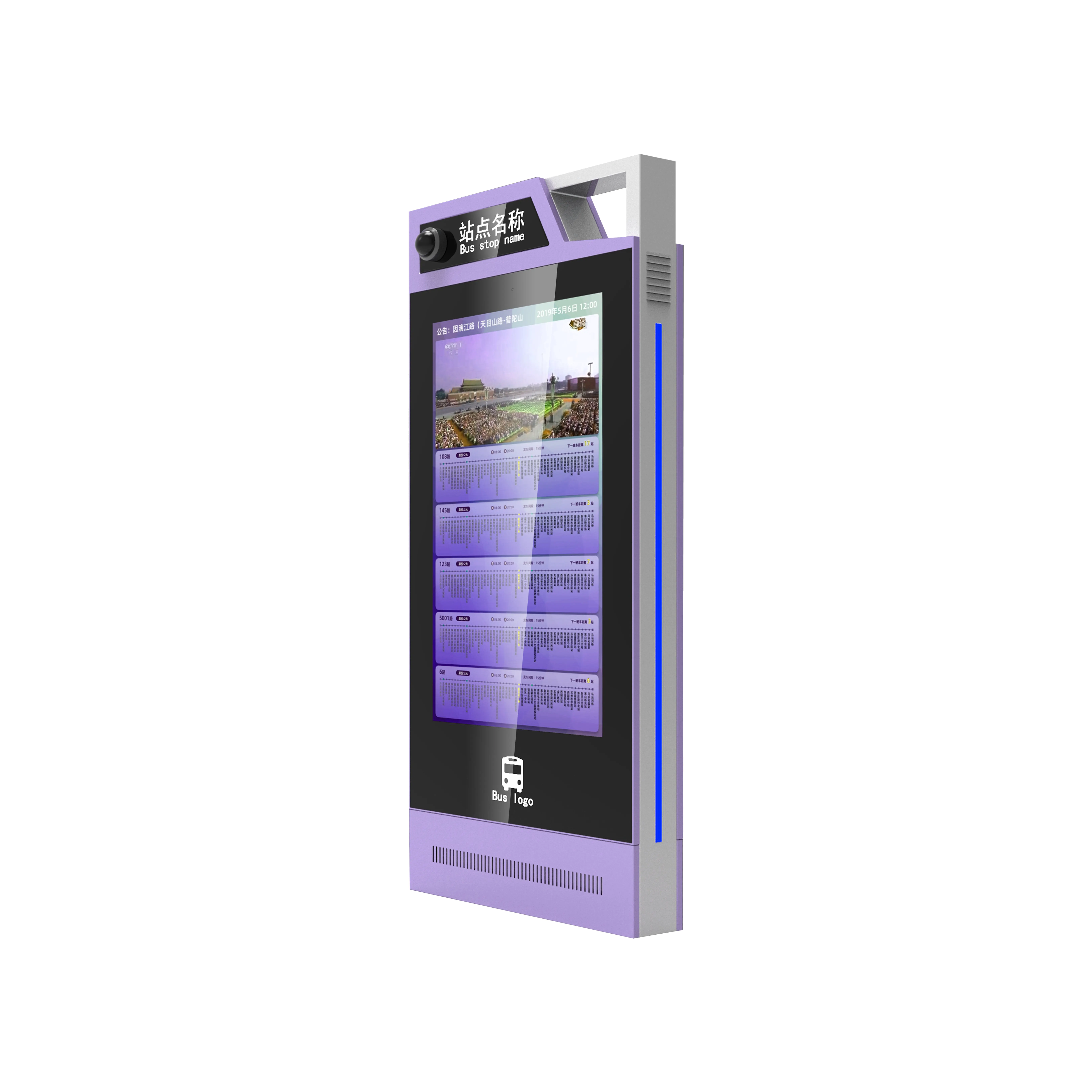 Bushalte Zonne-Touchscreen Digitale Bewegwijzering Buiten Advertentie Speler Oled Display Bus Reclame Buiten Led Display