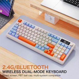 Free Wolf M96 Wireless <strong>Bluetooth</strong> Dual-mode Mechanical Touch <strong>Keyboard</strong> PBT Ball Cap <strong>With</strong> Display Knob Gaming <strong>Keyboard</strong>
