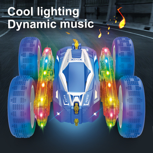 4WD 2.4GHz RC รถสตันท์ของเล่นรีโมทคอนโทรลรถหมุนได้สองด้านยานพาหนะโลหะไฟ LED ที่ชาร์จ USB รวมของเล่นเด็ก - Product Image 6