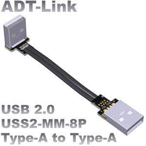 ADT-Link USB2.0สายไฟแบนสั้นบางเฉียบเส้นข้อมูลแหล่งจ่ายไฟกระแสสูงตัวผู้เป็นสองเท่าสำหรับอุปกรณ์อิเล็กทรอนิกส์สำหรับผู้บริโภค - Product Image 4