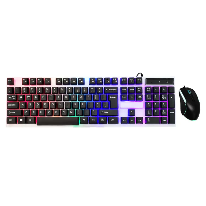 للبيع بالجملة لوحة مفاتيح مخصصة للاعبين لوحة مفاتيح Teclado بإضاءة خلفية RGB لوحة مفاتيح ميكانيكية ماوس كمبيوتر للألعاب