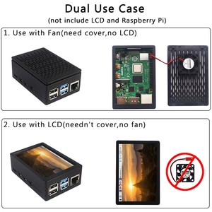 <strong>Raspberry</strong> <strong>Pi</strong> 4 Model B Black Plastic Protective Box ABS <strong>Case</strong> Supporting <strong>3</strong>.5 inch <strong>Screen</strong> LCD and Fan for RPI 4 - Product Image 4