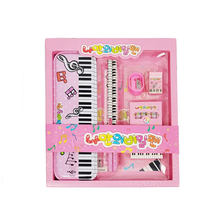 Ensemble de papeterie personnalisé rose, bon marché, fournitures scolaires adorables Kawaii pour étudiants, fournitures de cadeaux bonbons, vente en gros