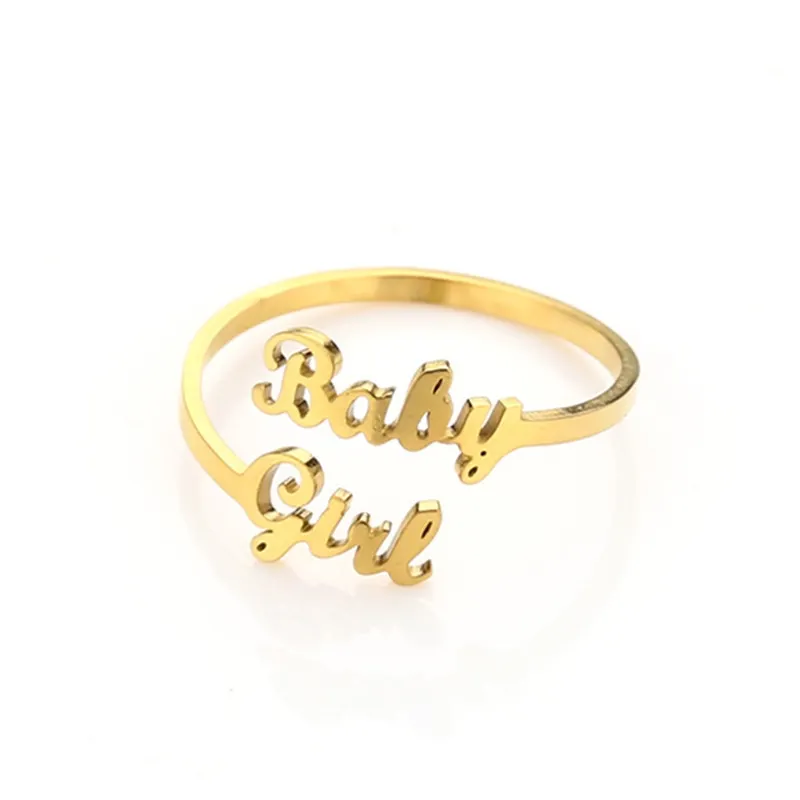 2020 caldo di Vendita di Nuovi Prodotti Argento E Oro Unico Inglese Babygirl Parola Speciale Anello di Titanio Anello In Acciaio Per I Regali Femminili